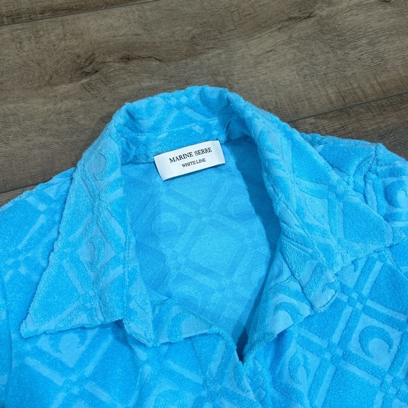 Marine Serre jacquard moon terry cloth top in blue - Picture 5 of 7